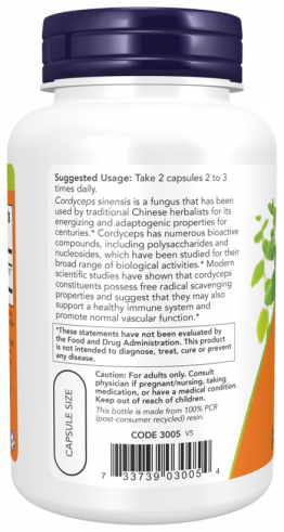 NOW Cordyceps 750 mg, 90 капсул NOW Cordyceps 750 mg, 90 капсул