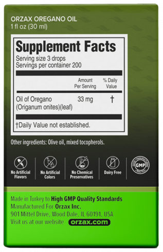 Orzax Oregano Oil Damla, Масло Орегано Капли, 30 мл
